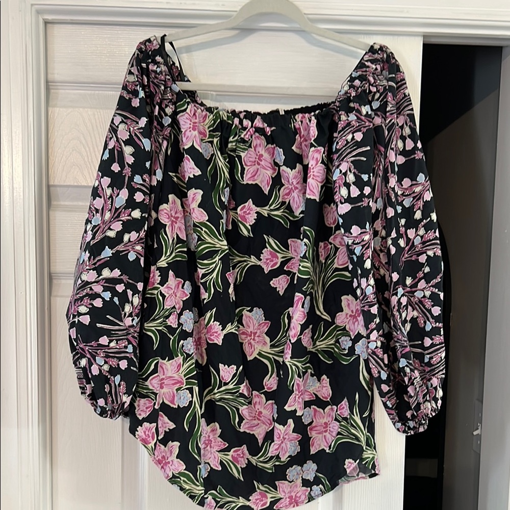 Floral Off-Shoulder Top/Dress- Black and Pink